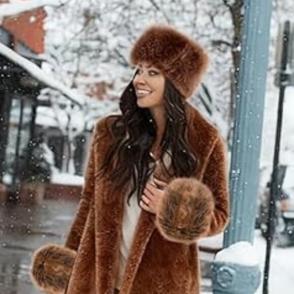 Faux Fur Wrist Cuff + Faux Fur Hat SET main image 4